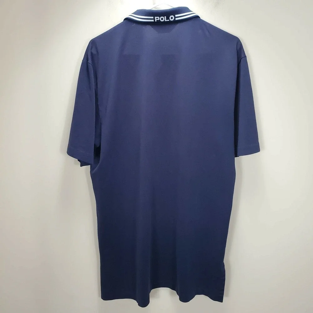 Ralph Lauren Golf Sport Performance Blue Polo‎ Short Sleeve Mens Large Spell-Out